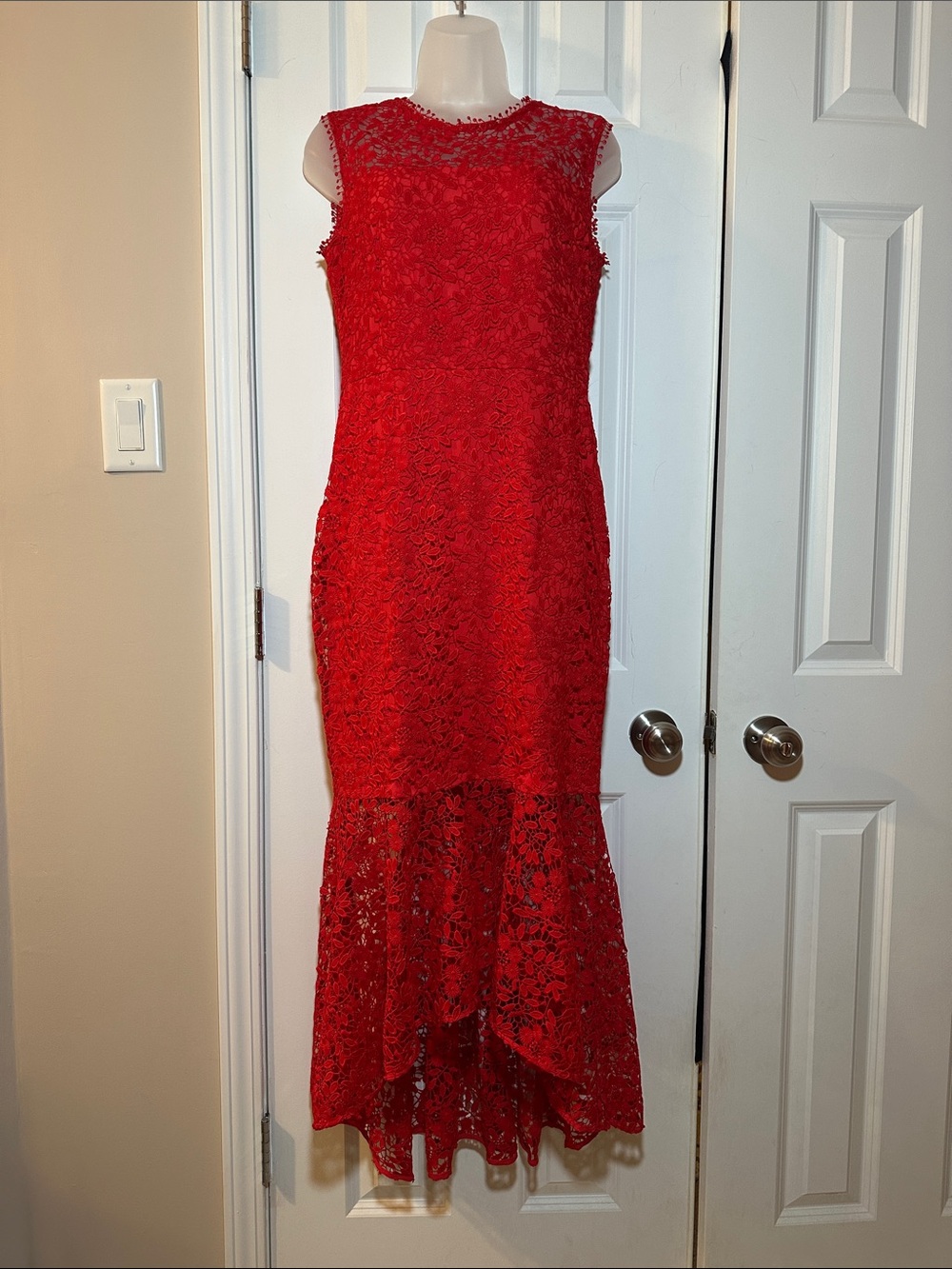 Shoshanna Red Lace High-Low Dress